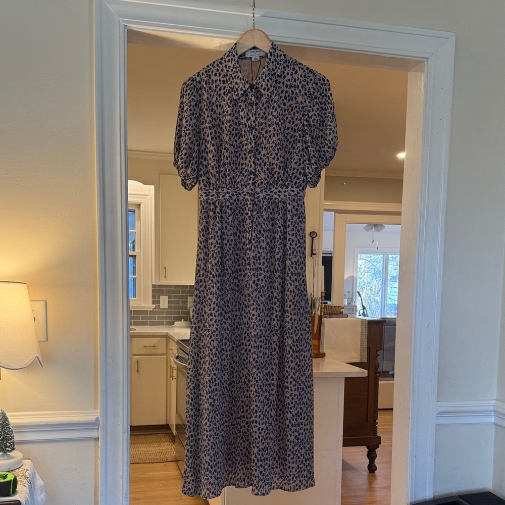 LABELRAIL X ALICE & OLIVIA Women’s Blue Beige Ditzy Flower Buttondown Maxi SZ 6